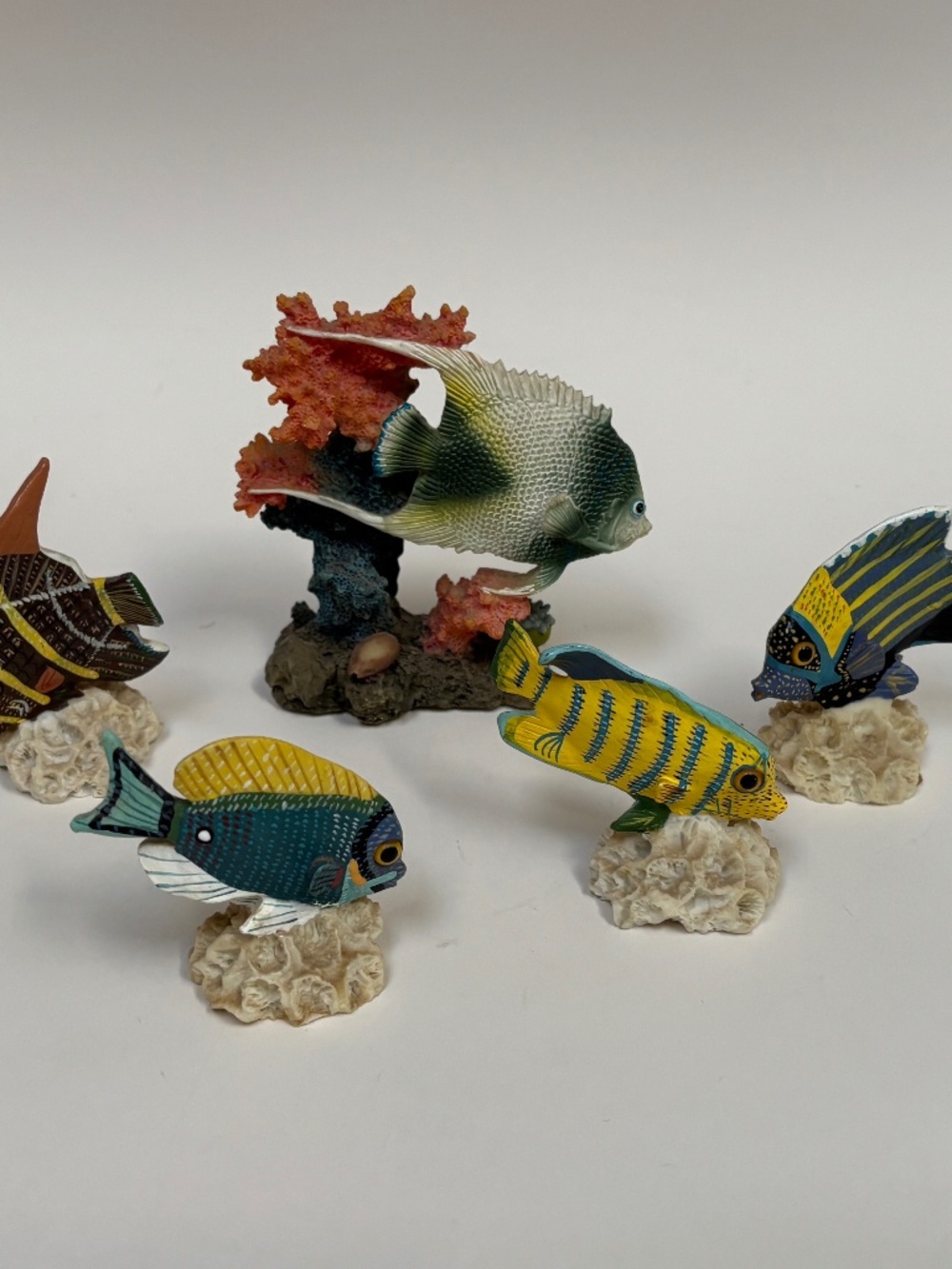 Colorful Tropical Fish Figurines Set of 5